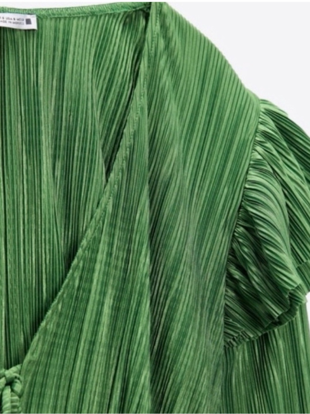 Zara Green Pleated Blouse - Picture 5 of 6
